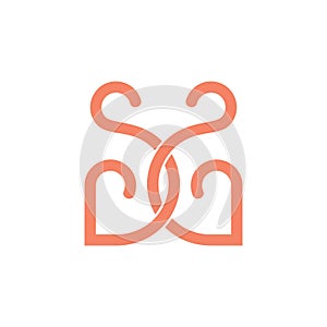 Letters ss linked curves line loop design logo