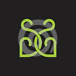 Letters ss linked curves line loop design logo