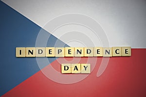 Letters with text independence day on the national flag of czech republic.