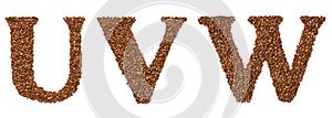 Letters UVW alphabet buckwheat porridge