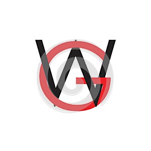 Letters wg simple linked logo vector