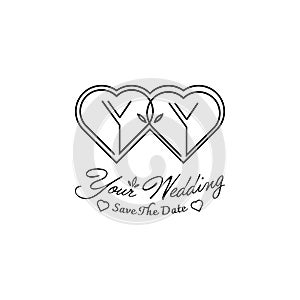 Letters YY Wedding Love Logo, for couples with Y and Y initials