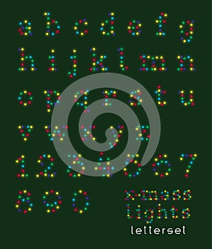 Letterset Christmas lights (lowercase)