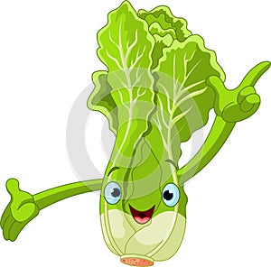 Lettuce Character Presenting Something