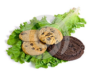 Lettuce or cookies and diet or dessert isolated