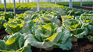 lettuce growing in a greenhouse nutrition harvest cultivate Iceberg agricultural plant