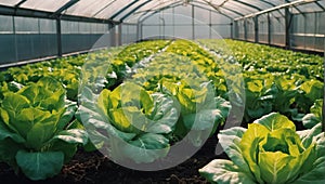 lettuce growing in a greenhouse plantation harvest cultivate Iceberg agricultural