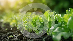 Lettuce Growing in Soil in Garden