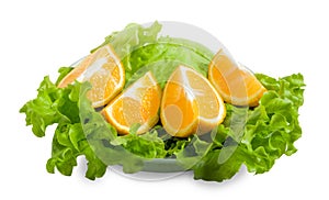 Lettuce and halfs of orange