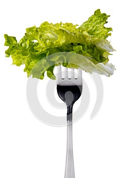 Lettuce salad on fork photo