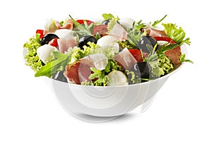 Lettuce Salad with prosciutto and mozzarella