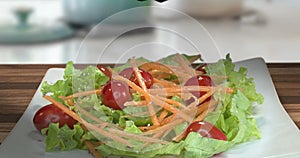 Lettuce salad in strips cherry tomatoes