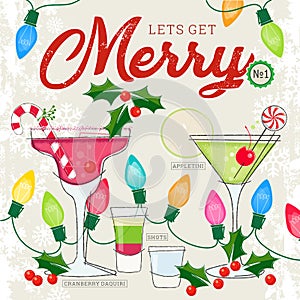 Letâ€™s Get Merry Series of Retro Style Cocktails with Holiday Decor