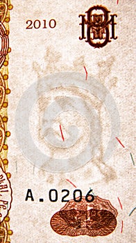 1 Leu banknote, Issued on 2010, Bank of Moldova. Fragment: Watermark Portrait of Prince of Moldavia Stephen III or Stephen Musat