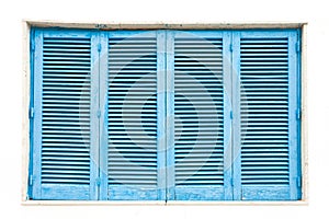 Leuca, Apulia - A traditonal blue closed lamella window photo