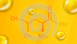 Leucine chemical formula. Leucine 3D Realistic chemical molecular structure
