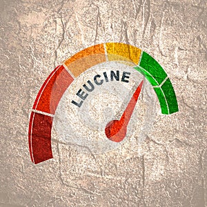 Leucine level scale. Concept of medicine and pharmacy