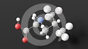 leucine molecule, molecular structure, essential amino acid, ball and stick 3d model, structural chemical formula with colored