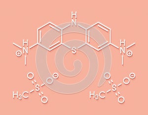 Leuco-methylthioninium LMTX Alzheimer`s disease molecule tau aggregation inhibitor. Skeletal formula. photo