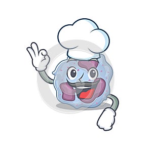 Leukocyte cell cartoon character wearing costume of chef and white hat