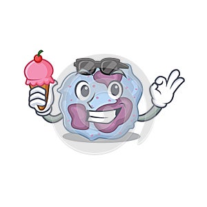 Leukocyte cell mascot cartoon design with ice cream