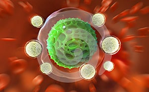Leukocytes attack the virus. Immunity of the body. Fight against pneumonia photo