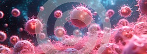Leukocytes Visualized in Artistic Medical Illustration Style.