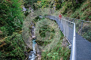 Leutaschklamm - wild gorge with river in the alps of Germany