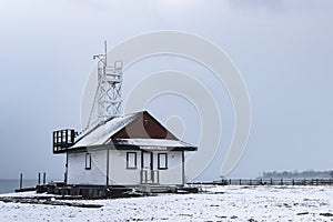 Leuty Life Guard Station in winter