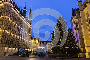 Leuven City Hall and St. Peter's Church in Belgium