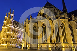 Leuven City Hall and St. Peter's Church in Belgium
