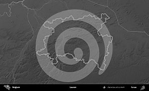 Leuven outlined, Belgium. Grayscale