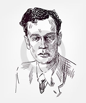Lev Landau physicist sketch style vector portrait