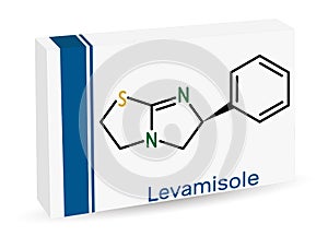 Levamisole molecule. It is antihelminthic drug for the treatment of parasitic, viral, bacterial infections. Skeletal photo