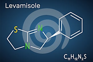 Levamisole molecule. It is antihelminthic drug for the treatment of parasitic, viral, bacterial infections. Structural photo