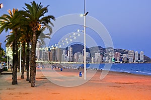 Levante beach in Benidorm at night, Costa Blanca, Spain