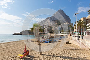 Levante La Fossa beach Calpe Spain Costa Blanca Penyal d`Ifac rock landmark