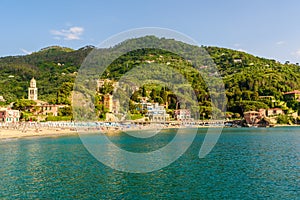 Levanto - town in Liguria, close to Cinque Terre in Italy. Scenic Mediterranean riviera coast. Historical Old Town with colorful photo