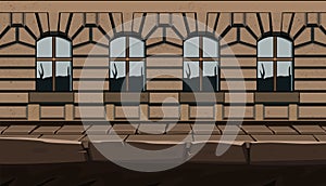 game background cartoon  , Road next to an old building