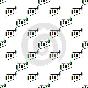 Level Breakout Trading Chart vector Cryptocurrency colored seamless pattern