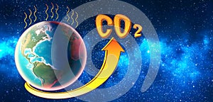The level of CO2 in the atmosphere rises and exceeds the norm.