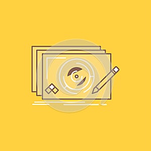 Level, design, new, complete, game Flat Line Filled Icon. Beautiful Logo button over yellow background for UI and UX, website or