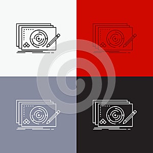 Level, design, new, complete, game Icon Over Various Background. Line style design, designed for web and app. Eps 10 vector