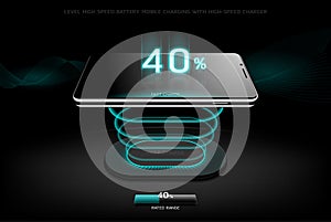 The Level Fast Charging Smartphone wireless charging design style on Black background