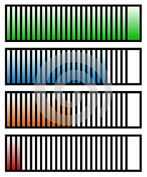 Level, progress indicators with levels in sequence from low to h