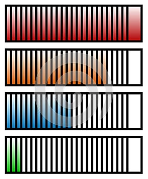 Level, progress indicators with levels in sequence from low to h