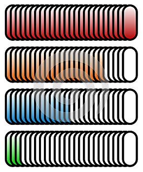 Level, progress indicators with levels in sequence from low to h