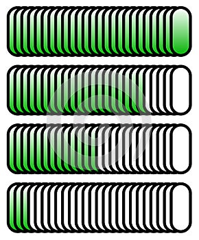 Level, progress indicators with levels in sequence from low to h