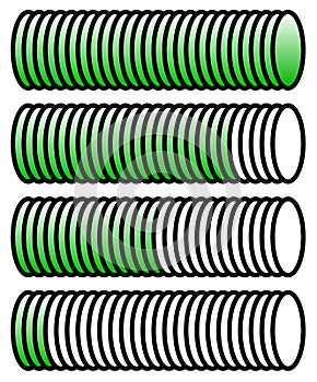 Level, progress indicators with levels in sequence from low to h