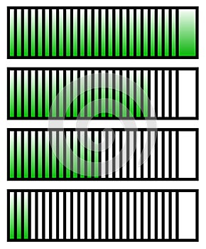 Level, progress indicators with levels in sequence from low to h